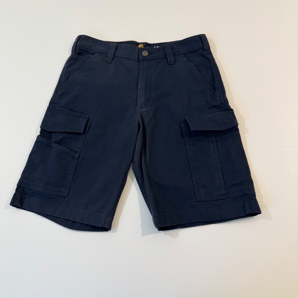 Carhartt Cargo Shorts Mens 31 Navy Blue Relaxed Fit Canvas Workwear Utility